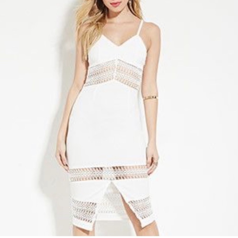 Martini midi dress with lace crochet inserts s
